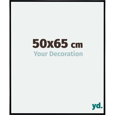Cadre photo 50x65 cm – Noir mat en plastique – Plaque de verre résistante aux UV – Système anti-reflet pour portrait/paysage (1/5)