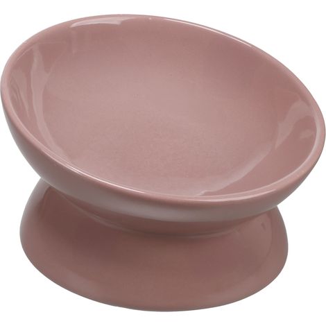Gamelle Chat - Ronde Rose - Gamelle Nourriture et Eau en céramique - Design Ergonomique - 350 ML