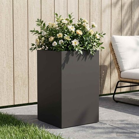 vidaXL Macetero de Jardín Negro 30 x 30 x 50 cm Acero laminado en frío (1/5)