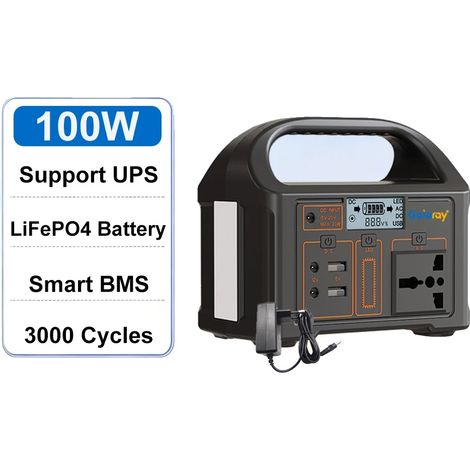 Générateur solaire, station d'alimentation portable, options de charge polyvalentes, 100W 76.8Wh (1/2)