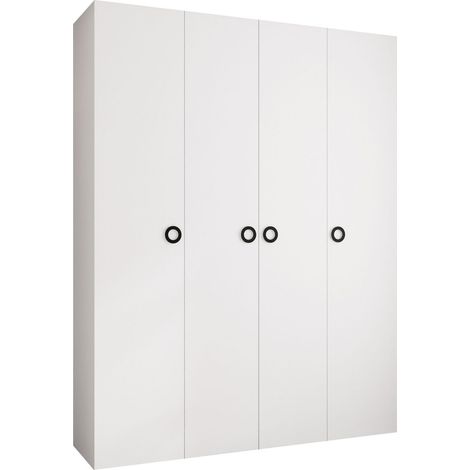 Armario Hartford 554, Blanco, 246x190x42cm, Puertas de armario: Con bisagras, Número de estantes: 16 (1/5)