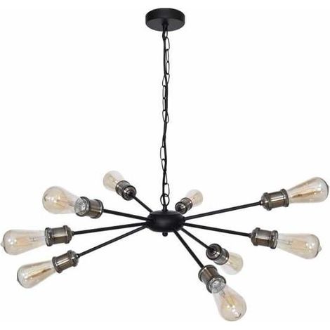 aryana plafonnier de 9xe27 h.reg.xd.65cm noir/cuir