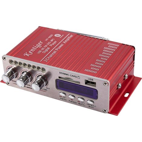 Amplificateur stéréo Kentiger Hy-502S 2 canaux Bluetooth Hi-Fi avec puissance de sortie Super Bass, télécommande, lecteur de carte USB/SD et radio FM. (1/5)
