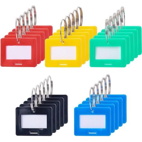 50 Pièces Les Porte-clés Peuvent être étiquetés, étiquettes de Porte-clés, Porte-Clés Pendentifs 5 Couleurs avec Porte-clés en Anneau pour étiqueter les Valises et les Bagages (1/5)