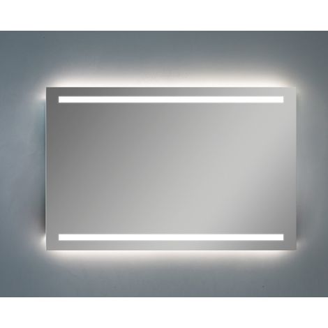 Specchio Rettangolare Moderno 100x70 da Bagno con Fasce Illuminate a Led (1/4)