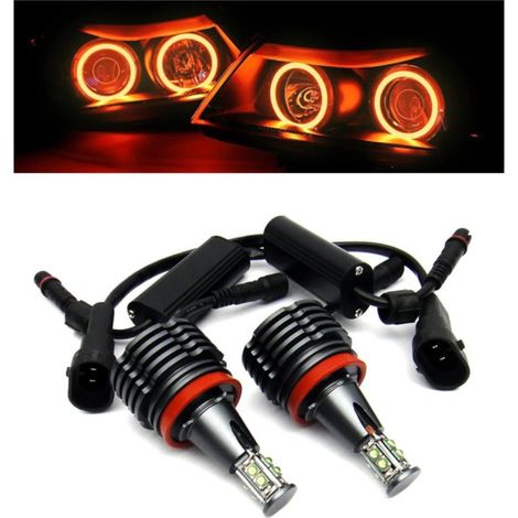 Set H8 40W LED Angel Eyes-Lampen für BMW – CANBUS, gelbes/oranges Licht, OEM 63217760782