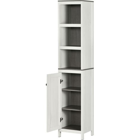 Tall Bathroom Storage Cabinet, Freestanding Tower Cabinet with 3 Open Shelves Adjustable Shelf, Antique White (1/5)