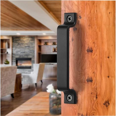 Tiradores de estilo industrial para puertas correderas, exteriores/interiores — Negro, 2 piezas (16,3 cm) (1/5)