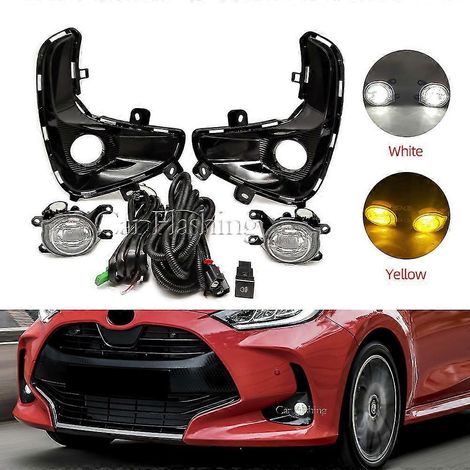 Passend für Toyota Yaris 20-21 Yaris LED Weißgold Nebelscheinwerfer-Baugruppe, passend für Nebelscheinwerferrahmen (weiße LED-Nebelscheinwerfer) (1/4)