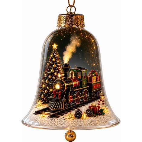 Décoration lumineuse en acrylique pour cloche de Noël, figurine de cerf à suspendre au sapin pour les fêtes de fin d'année. (1/5)