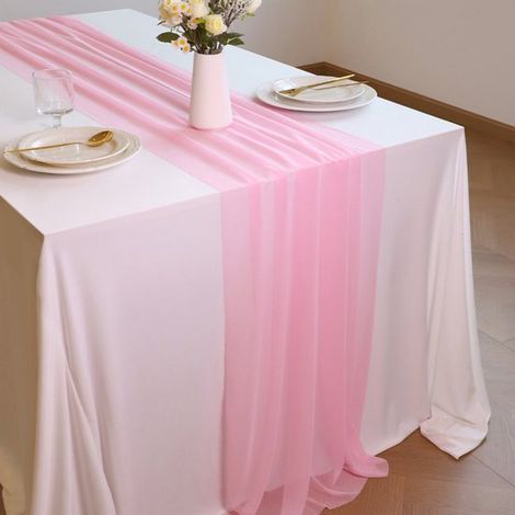 Camino de mesa de gasa translúcida,75x300cm Camino de mesa de tul romántico,Decoración de mesa de estilo bohemio,Adecuado para bodas (1/5)