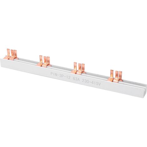 Barre omnibus en cuivre triphasée 12 voies 63 A, 12 conducteurs, 63 A, en PVC, bonne conductivité, pour boîte de distribution de disjoncteurs 230-415 V. (1/5)