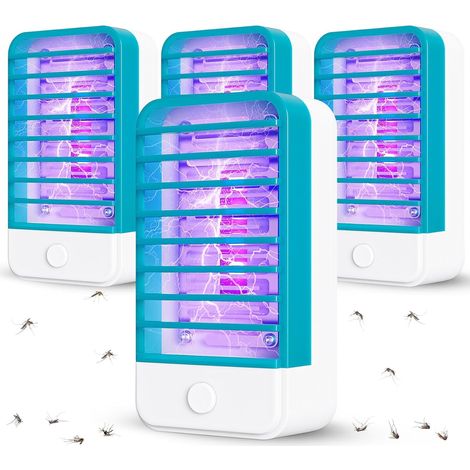JSSEVN-4pcs Anti Mouche Electrique,Anti Moustique Lampe,électrique Insecticide,électrique avec lumière UV,Destructeur de Mouches Intérieur (1/5)