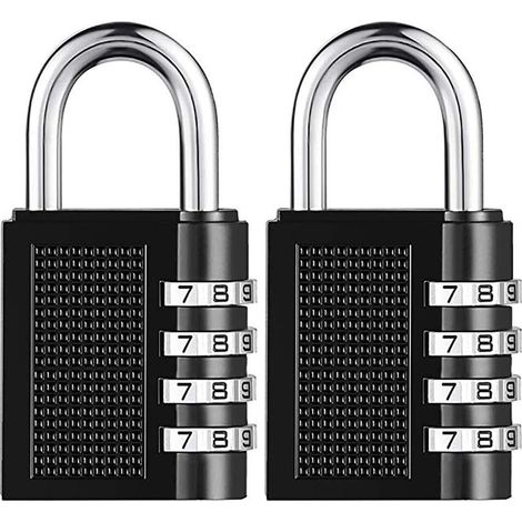 Lot de 2 cadenas à combinaison cadenas à combinaison réinitialisable à 4 chiffres, salle de sport scolaire en plein air (1/5)