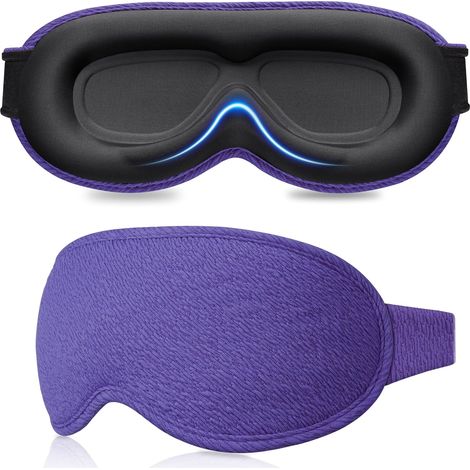 Antifaz para dormir 100% opaco para mujeres y hombres, antifaz sin presión – diseño ergonómico 3D, permite el movimiento sin restricciones de pestañas y ojos, antifaz ultrasuave y cómodo – morado oscu
