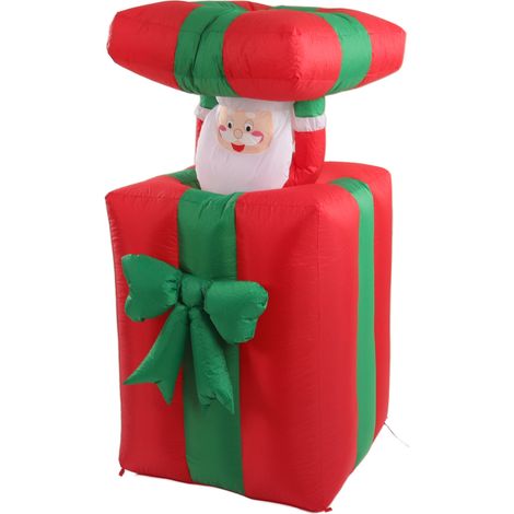 Aufblasbarer Weihnachtsmann mit Lichtern (1,5 m) inklusive Geschenkbox, EU-Stecker (220–240 V), Außendekoration, 1,5 m / 4,92 Fuß (1/5)