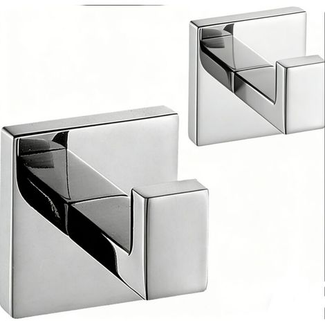 2 piezas de perchas con gancho para albornoces, baño, aseo, abrigos, toallas y sombreros, acero inoxidable, acabado cromado (1/5)