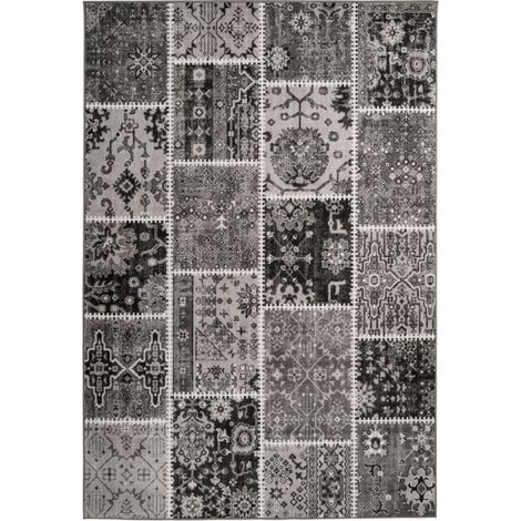 Tapis Patchwork à Poils Courts "Ariya" Gris 120 x 170 cm (1/4)