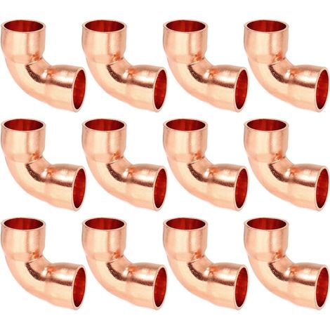 12pcs Raccord Coudé en Cuivre pour Tuyaux Gaz, 14mm Tuyau d'Arrosage Durite Essence, Raccords Tuyauterie à Pression HVAC Climatisation Plomberie, Épaisseur 1mm - 10mm x (1/5)