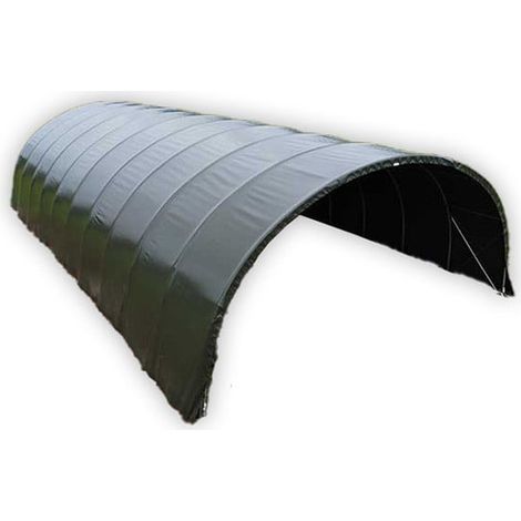 Abri tunnel largeur 8 m pas à 1.50 m - Long 12 m, type 250µ vert/blanc, Façade 1 façade avec filet, Fix. Sol terre bâche enterrée (1/5)