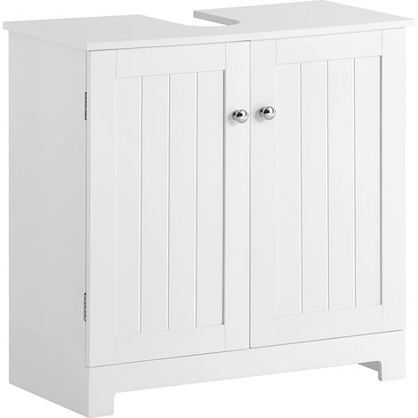 SoBuy BZR18-W Waschbeckenunterschrank Badschrank Waschtisch Unterschrank Badmöbel weiß BHT ca: 60x60x29cm (1/8)