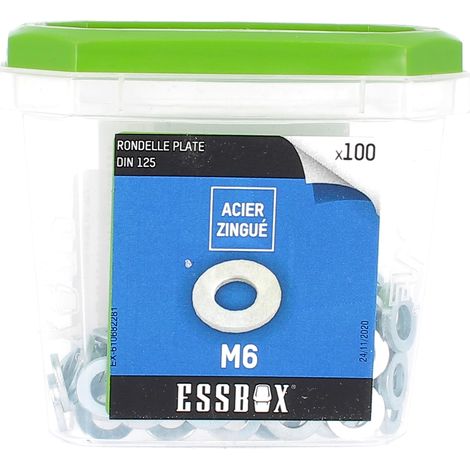 ESSBOX de 100 Rondelles M6 Acier Zingué DIN 125 (1/2)