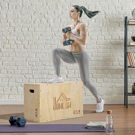 Box jump pliométrie 3 en 1 appareil boîte à saut musculation fitness & entraînement croisé plyobox pour box training 40/45/60 cm en bois (1/5)