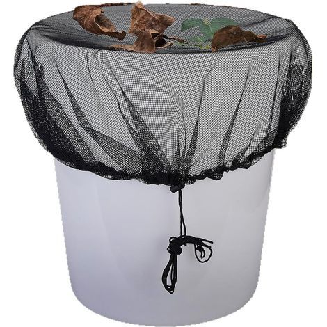 Filet de protection à cordon noir pour collecteur d'eau de pluie, diamètre 95cm, barrière contre insectes et feuilles mortes (1/5)