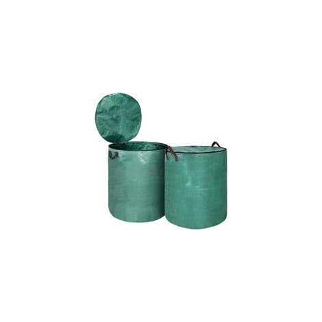 sacs à déchets verts de 300 litres avec couvercles, 4 poignées résistantes à la déchirure, sac de jardinage pliable réutilisable, sac de jardinage en polypropylène robuste