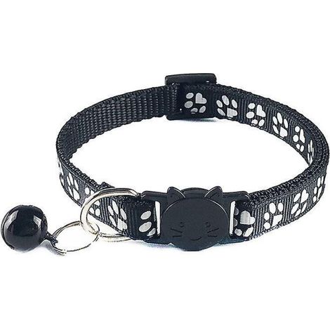 (19-32 Cm Noir) Collier De Laisse Pour Chat, Collier Rflchissant Rglable Pour Chatons Et Chiens, Avec Cloche Et Boucle De Scurit