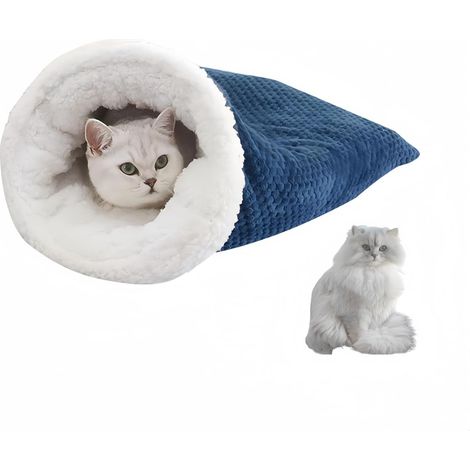 Sac de couchage d'hiver pour chat, sac de couchage pour chat, niche-lit, grand sac en peluche douce auto-chauffante, tapis chauffant pour animaux de compagnie, pour chats d'intérieur (1/5)