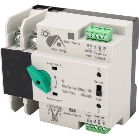 Automatischer Dual-Power-Umschalter 2P, Synchronisationsregler, Millisekunden-Schaltgeschwindigkeit, AC 230 V, 50/60 Hz, PV-Anlage auf Netzstrom, 80 A (1/4)