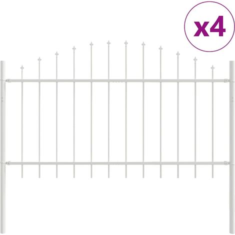 Maison Exclusive - Gartenzaun 4 pcs Weiß 170 x 140 cm Pulverbesch