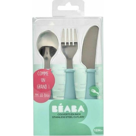 Beaba Airy Green Set 3 Besteck Inox Hellgrün für Kinder
