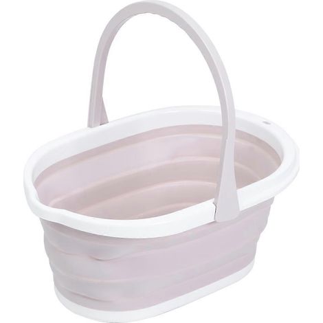 Seau à eau pliable pour serpillière, seau de nettoyage ménager portable avec poignée, idéal salle de bain et maison, couleur rose clair (1/5)