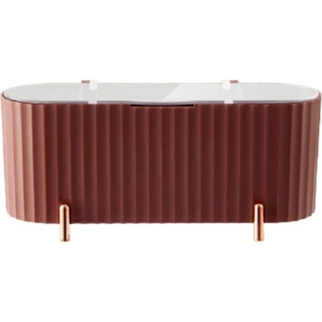 Organisateur de maquillage de bureau, porte-coton avec couvercle transparent, boîte pour cotons-tiges, pour salle de bain, mauve pâle (1/5)
