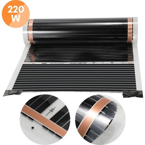 SWANEW Foglio di riscaldamento a pavimento elettrico a infrarossi, 10 pezzo-Set, 220W/m2, adatto per 10m2, 2x0,5m per pezzo