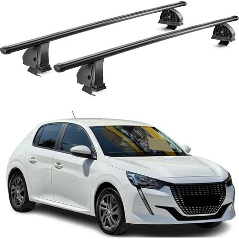 OMAC Barres de toit transversales en acier pour Peugeot 208 II 2019-2026 – TÜV / DIN 75302:2019 – Antivol inclus – Rainure en T (accessoires) – Charge max 75 kg – 2 barres – Noir