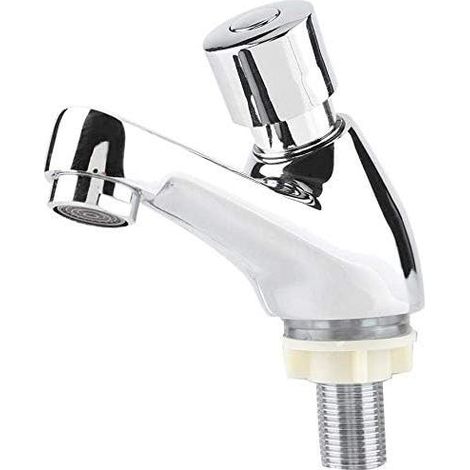 Robinet à bouton-poussoir temporaire, robinet à bouton-poussoir pour eau froide G1/2, robinet de lavabo de salle de bain (1/5)