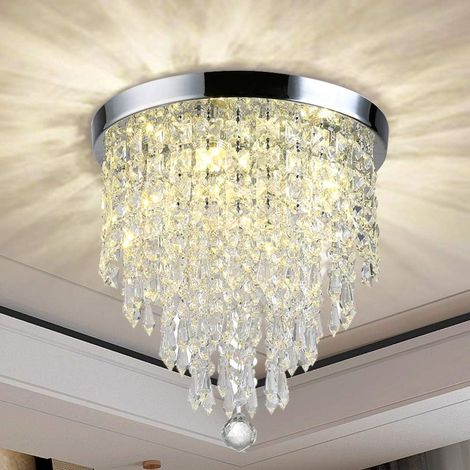Plafoniera in Cristallo Rotondo LED Lampada a Sospensione per Corridoio Scala Camera da Letto Soggiorno - K9 30cm (1/5)