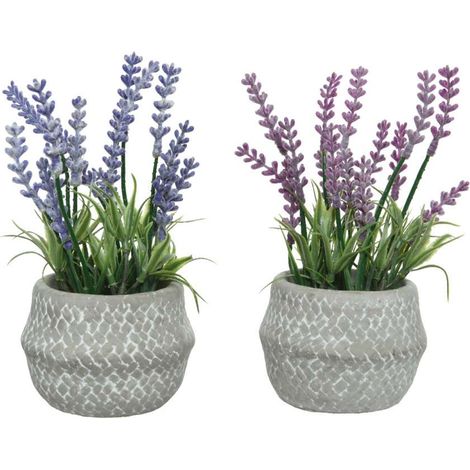 Lavanda artificiale vaso cemento 7x7x h18cm Colori assortiti