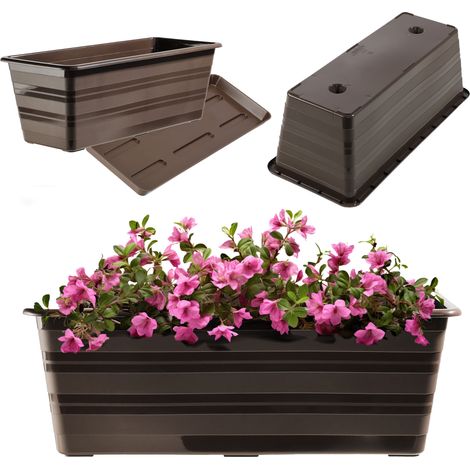 KADAX Blumenkasten mit Untersetzer, Braun, 40 cm