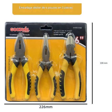 Jeu de trois pinces de 15 cm (6 pouces) - Pinces forgées en acier à haute teneur en carbone (1/5)