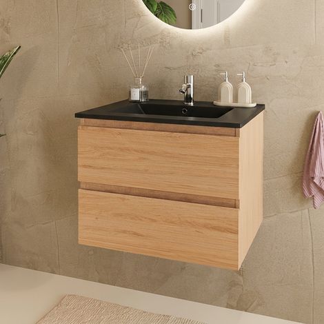 LOMAZOO Meuble De Salle De Bain Marenza Chêne Clair 60cm - lavabo (1/5)