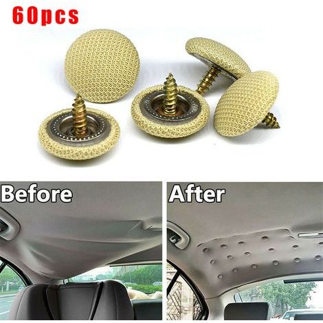 Acouto 60pcs Réparation de Toit de la Voiture Rivets Sagging Headliner Fix Réparation Pins Snap Rivets Responsie du Toit (Beige) (1/5)