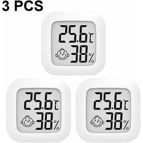 Mini thermomètre et hygromètre numérique LCD d'intérieur, thermomètre et hygromètre portable de haute précision (blanc), lot de 3 (1/5)