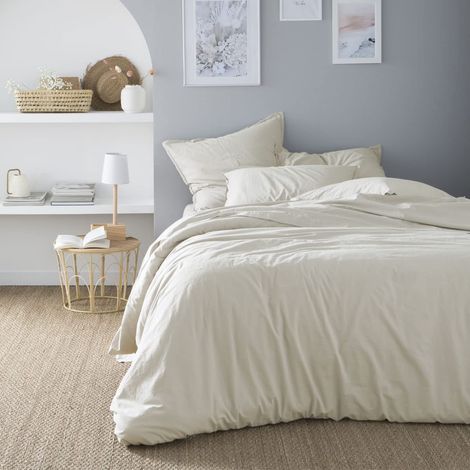 Housse de Couette Unie en Coton lavé, 200x200cm (1/2)