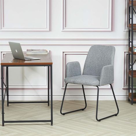 Grey Tub Armchair Padded Seat Office Chair Accent Chair Black Legs Modern (1/5)