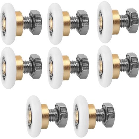 25 mm Schiebetürrolle, 8 Stück Duschrollen, Duschschienen, Rollenrad für Duschtür, Schiebetürrollen, Ersatzrad