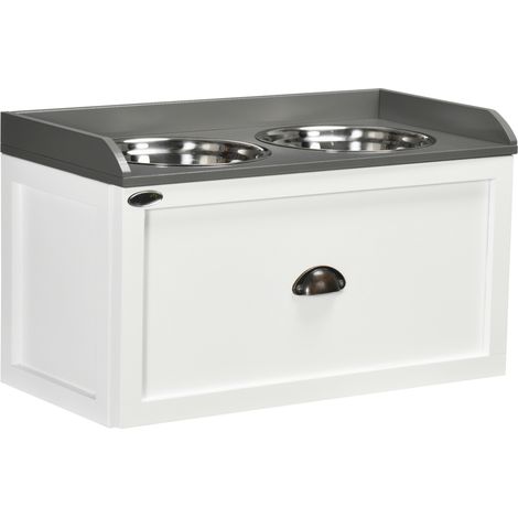 Futternapf rialzato con cassetto 2 ciotole in acciaio inox bianco MODENUIT (1/5)
